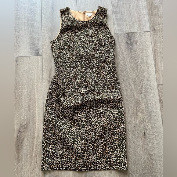 J. Crew Factory Dresses & Skirts - J. Crew Factory Cheetah Print Sleeveless Sheath Dress Size 6P Petite